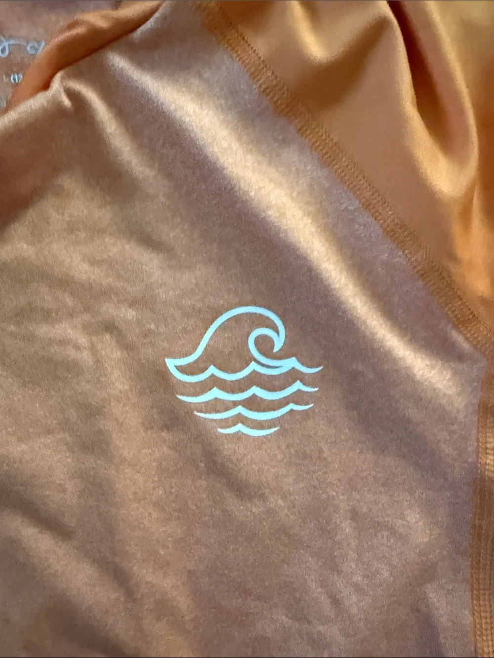 art class Orange Long-Sleeve Kids Swim Top with White Wave Logo